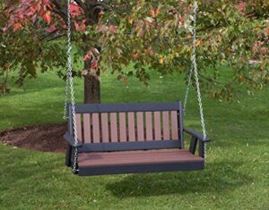 ecommersify inc 4ft-cedar-poly lumber mission porch swing heavy duty everlasting polytuf hdpe – made in usa – amish crafted