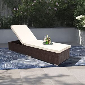 dimar garden outdoor chaise lounge,wicker pool lounge chairs,patio recliner with cushion,mixed brown