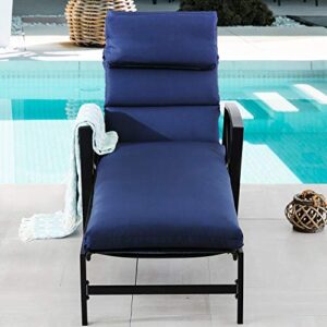 PatioFestival Patio Lounge Chair Outdoor Cushioned Chaise Lounger with Adjustable Back 3.1" Thickness Long Cushion All Weather Frame(Blue)