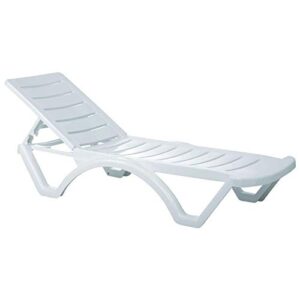 compamia aqua pool chaise lounge chair stackable marine grade plastic resin outdoor chaise lounge in white – set of 4