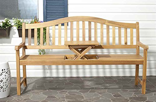 Safavieh Outdoor Collection Mischa Natural Brown Bench