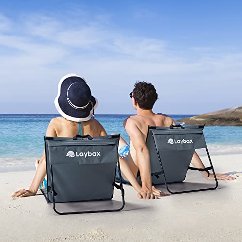 Laybax Beach Lounge Chairs 2-Pack with Backpack, Beach Chairs, Beach Accessories, Lounge Chairs, Loungers, Folding Chair, Tanning Chair, Outdoor Chair, Beach Chairs for Adults 2 Pack, Grey