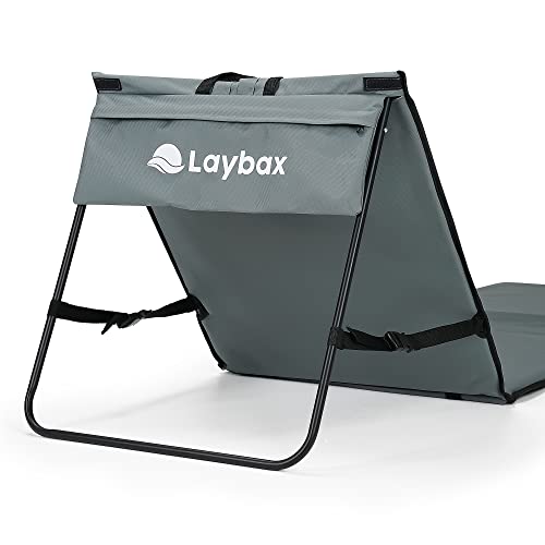 Laybax Beach Lounge Chairs 2-Pack with Backpack, Beach Chairs, Beach Accessories, Lounge Chairs, Loungers, Folding Chair, Tanning Chair, Outdoor Chair, Beach Chairs for Adults 2 Pack, Grey