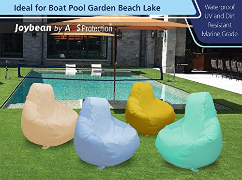 JoyBean Outdoor Bean Bag Chair - Water Resistant Marine Vinyl Ideal for Yacht Boat Pool Patio Garden Marine - Lawn Chair - Patio Furniture - for Adults Teens Kids (Medium, Carolina Blue)