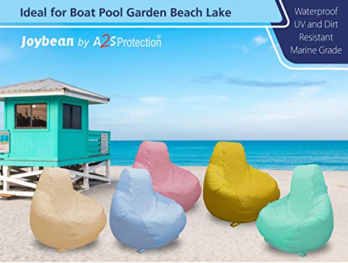 JoyBean Outdoor Bean Bag Chair - Water Resistant Marine Vinyl Ideal for Yacht Boat Pool Patio Garden Marine - Lawn Chair - Patio Furniture - for Adults Teens Kids (Medium, Carolina Blue)