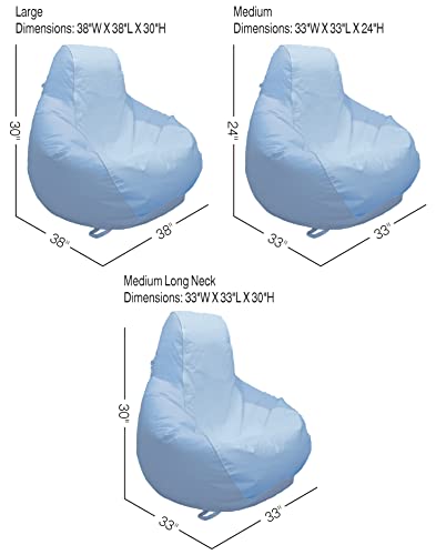 JoyBean Outdoor Bean Bag Chair - Water Resistant Marine Vinyl Ideal for Yacht Boat Pool Patio Garden Marine - Lawn Chair - Patio Furniture - for Adults Teens Kids (Medium, Carolina Blue)
