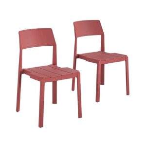 novogratz poolside collection, chandler stacking dining chairs, indoor/outdoor, 2-pack, persimmon