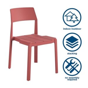 Novogratz Poolside Collection, Chandler Stacking Dining Chairs, Indoor/Outdoor, 2-Pack, Persimmon