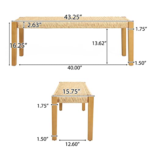 Christopher Knight Home Isaac Outdoor Modern Industrial Acacia Wood Bench, Brown and Teak