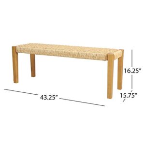 Christopher Knight Home Isaac Outdoor Modern Industrial Acacia Wood Bench, Brown and Teak