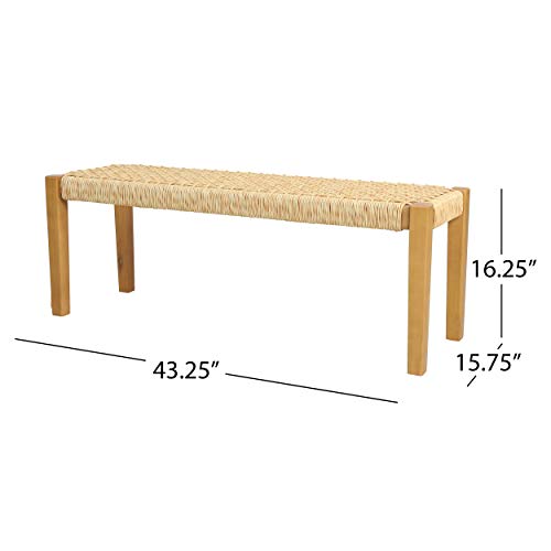 Christopher Knight Home Isaac Outdoor Modern Industrial Acacia Wood Bench, Brown and Teak