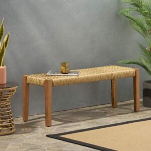 Christopher Knight Home Isaac Outdoor Modern Industrial Acacia Wood Bench, Brown and Teak