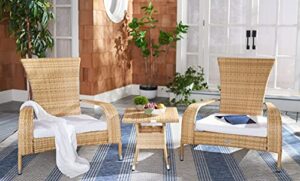 safavieh outdoor collection edna natural/white cushion 3-piece lounge set pat7719d