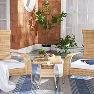 Safavieh Outdoor Collection Edna Natural/White Cushion 3-Piece Lounge Set PAT7719D