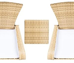 Safavieh Outdoor Collection Edna Natural/White Cushion 3-Piece Lounge Set PAT7719D