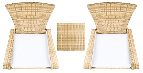 Safavieh Outdoor Collection Edna Natural/White Cushion 3-Piece Lounge Set PAT7719D