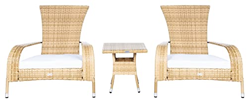 Safavieh Outdoor Collection Edna Natural/White Cushion 3-Piece Lounge Set PAT7719D