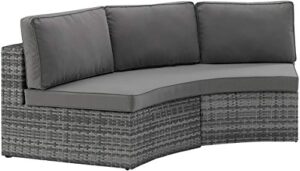 crosley furniture co7120-gy catalina outdoor wicker round sectional sofa, gray