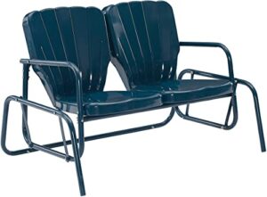 crosley furniture co1032-nv ridgeland retro outdoor metal loveseat glider, navy gloss