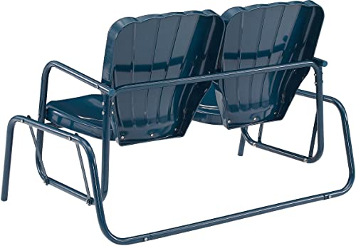 Crosley Furniture CO1032-NV Ridgeland Retro Outdoor Metal Loveseat Glider, Navy Gloss