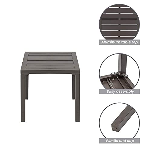 Crestlive Products Adjustable Outdoor Chaise Lounge Chair and Table Set, Aluminum Lounge Chairs Set, Five-Position Recliner, Curved Design, All Weather for Patio, Beach, Yard, Pool(Brown)