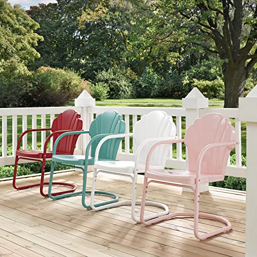 Crosley Furniture CO1029-PI Tulip Retro Outdoor Metal 2-Piece Armchair Set, Pastel Pink Gloss