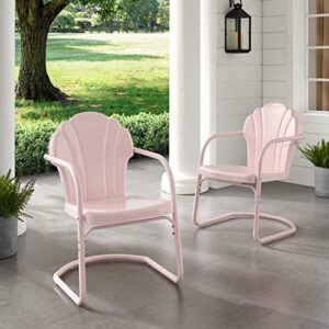 Crosley Furniture CO1029-PI Tulip Retro Outdoor Metal 2-Piece Armchair Set, Pastel Pink Gloss