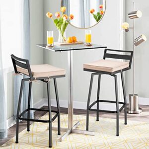 BENAROME Outdoor Swivel Metal Bar Stools Set, 27" Height Low Back Bar Stools with Cushion, Patio High Bistro Chair Set, All-Weather Resistant Indoor Outdoor Bar Chairs(2)