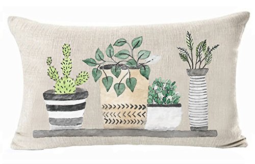 ASTIHN Quote Cactus Succulent Plants Potted Plants Cotton Linen Throw Pillow Cover Cushion Case Home Office Decorative Rectangle 12 X 20 inches