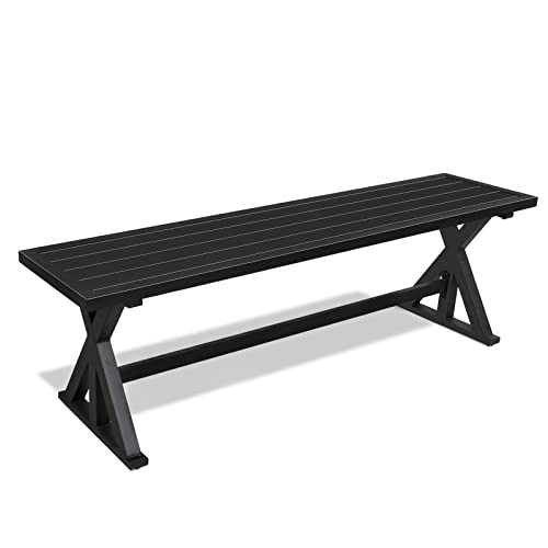 bigget Outdoor Metal Bench for Garden,Patio Dining Seating Benches Furniture for Outside Park,Picnic,Yard(Black)