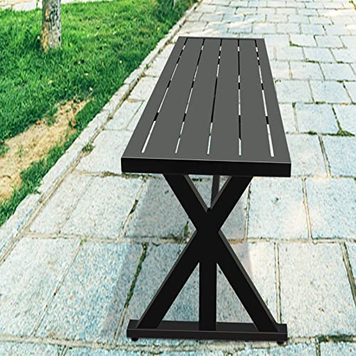 bigget Outdoor Metal Bench for Garden,Patio Dining Seating Benches Furniture for Outside Park,Picnic,Yard(Black)