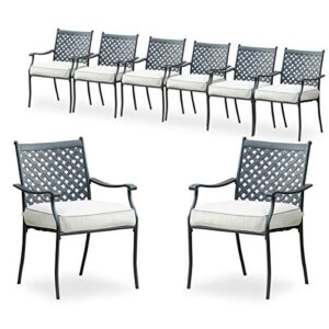 patiofestival 8 piece patio dining chairs metal outdoor chairs wrought iron patio furniture,dinning chairs set with arms and seat cushions