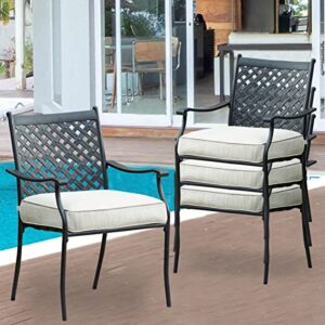 PatioFestival 8 Piece Patio Dining Chairs Metal Outdoor Chairs Wrought Iron Patio Furniture,Dinning Chairs Set with Arms and Seat Cushions