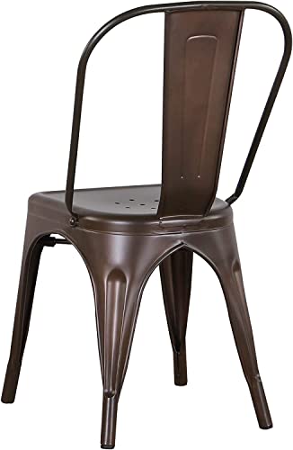 Symylife Metal Stackable Restaurant Dining Chair Patio Chairs 17.7" Seat Height Tolix Side Bar Chairs,Vintage Old-4PC