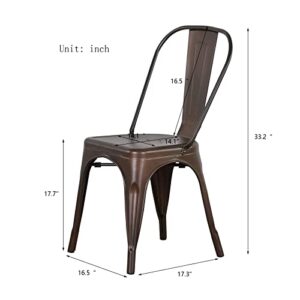 Symylife Metal Stackable Restaurant Dining Chair Patio Chairs 17.7" Seat Height Tolix Side Bar Chairs,Vintage Old-4PC