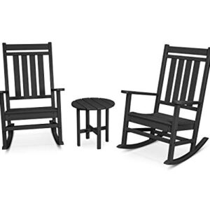 POLYWOOD® Estate 3-Piece Rocking Chair Set, Black