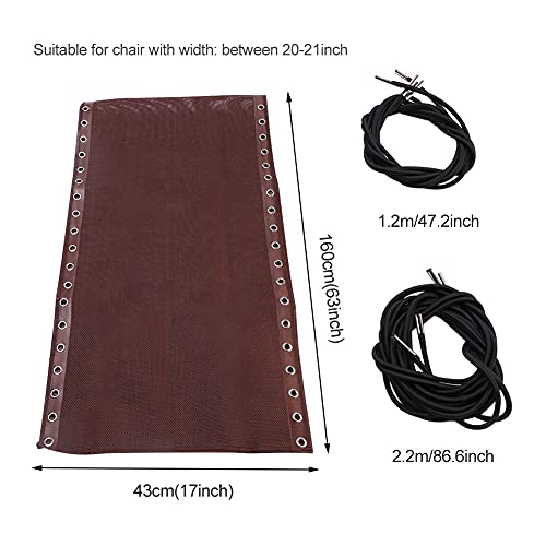 CALIDAKA Zero-Gravity Chair Replacement Fabric, Recliner Mesh Canvas, Patio Sling Repair Cloth Part for Outdoor Backyard Beach Pool Lawn, Folding Lounge Repair Cloth with Ropes(Brown)