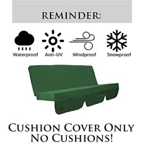 boyspringg Swing Cushion Cover Swing Seat Cover Waterproof Replacement for 3 Seat Swing Chair All Weather Swing Chair Protection 59"x59"x4" (Green)