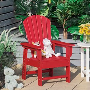 Giantex Adirondack Chair, Kids HDPE Patio Chair Lawn Chair with Ergonomic Backrest for Deck, Porch, Backyard, Poolside, Indoor, Weather Resistance Toddler Outdoor Chair (1, Red)