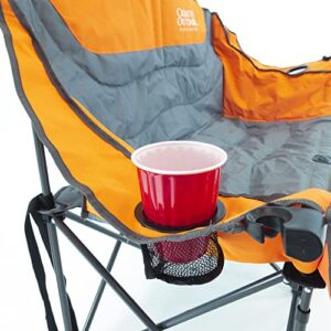 Creative Outdoor Distributor Luxury Camp Chair, Steel Frame & Polyester Fabrics, Folds Compact, Storage Bag Included (Wine Holder + 2 Person, Orange)