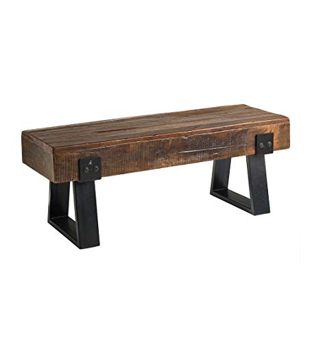 Plow & Hearth Richland Weatherproof Indoor Outdoor Entryway Bench | Holds Up to 300 lbs | Garden Patio Porch Park Deck | Wood | Natural