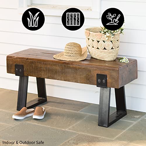 Plow & Hearth Richland Weatherproof Indoor Outdoor Entryway Bench | Holds Up to 300 lbs | Garden Patio Porch Park Deck | Wood | Natural