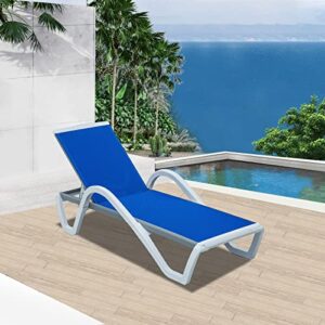 domi outdoor living Patio Chaise Lounge Adjustable Aluminum Pool Lounge Chairs with Arm All Weather Pool Chairs for Outside,in-Pool,Lawn (Blue)