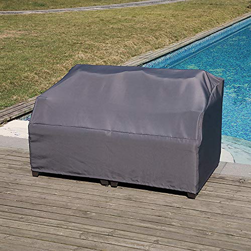 SUNSITT Outdoor Wicker Loveseat Patio Furniture with Grey Cushions, Sofa Cover & 2 Throw Pillows Included, Grey Brown PE Wicker