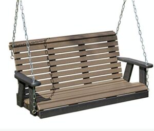 5ft-weathered wood-poly lumber roll back porch swing heavy duty everlasting polytuf hdpe – made in usa – amish crafted