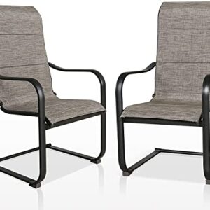 Patio Tree Outdoor Dining Chairs Patio C Spring Motion Chairs Outdoor Metal Sling Chairs with High Backrest, Set of 2
