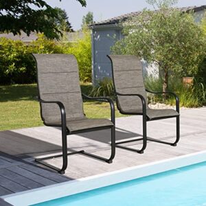 Patio Tree Outdoor Dining Chairs Patio C Spring Motion Chairs Outdoor Metal Sling Chairs with High Backrest, Set of 2