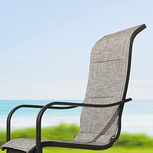 Patio Tree Outdoor Dining Chairs Patio C Spring Motion Chairs Outdoor Metal Sling Chairs with High Backrest, Set of 2