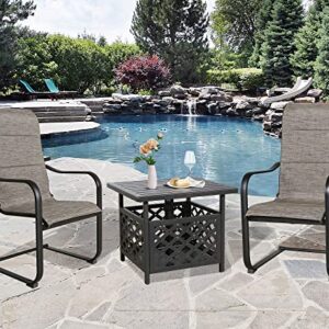 Patio Tree Outdoor Dining Chairs Patio C Spring Motion Chairs Outdoor Metal Sling Chairs with High Backrest, Set of 2