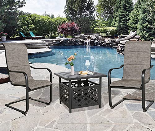 Patio Tree Outdoor Dining Chairs Patio C Spring Motion Chairs Outdoor Metal Sling Chairs with High Backrest, Set of 2